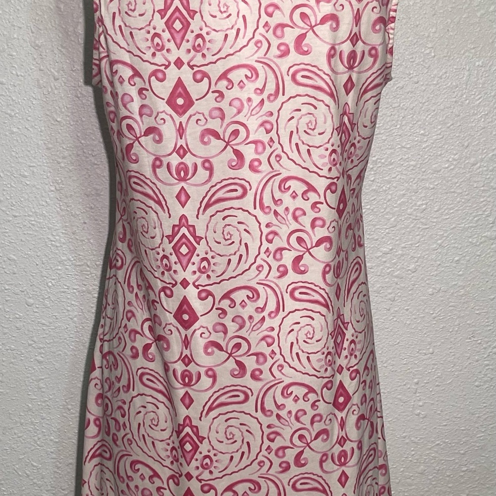 Pink Patterned Sleeveless Dress size large - Picture 4 of 8